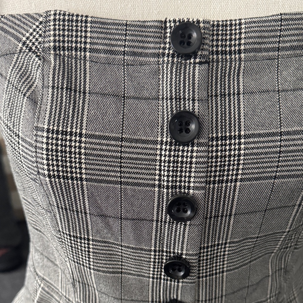 Free People Gray Plaid Button-Down Peplum Blouse - Picture 5 of 6